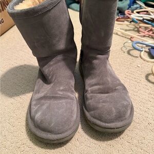 Gray Suede UGG Boots with zipper